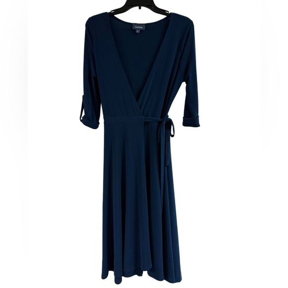 ModCloth Navy Blue Full Wrap Dress size S Made in USA - Picture 1 of 7